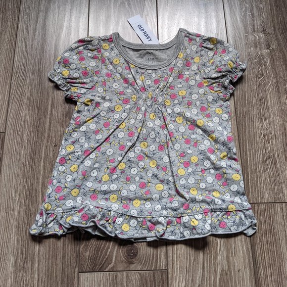 [KIDS 2/$20] NWT Baby Girl (18-24M) - OLD NAVY Ruffle Hem Short Slv Top - Picture 1 of 4